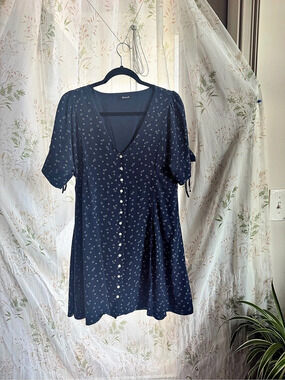 Madewell Button-Front Mini Dress Floral Blue & White Like New